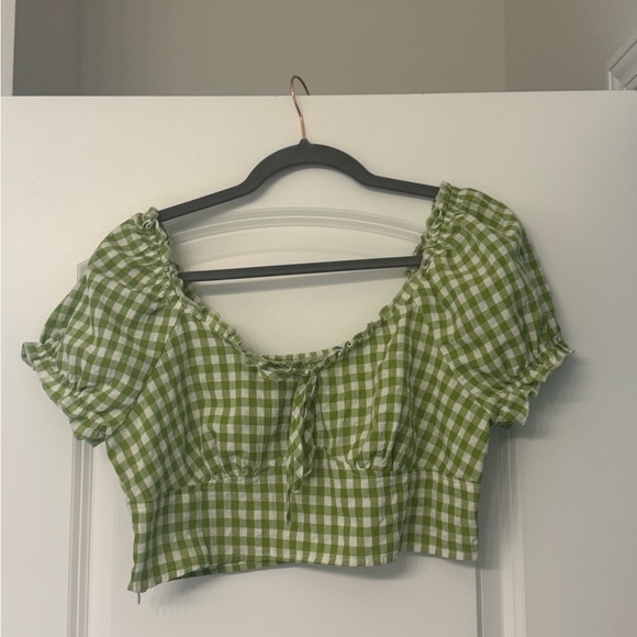 SHEIN Tops - Green Gingham Women's Crop Top